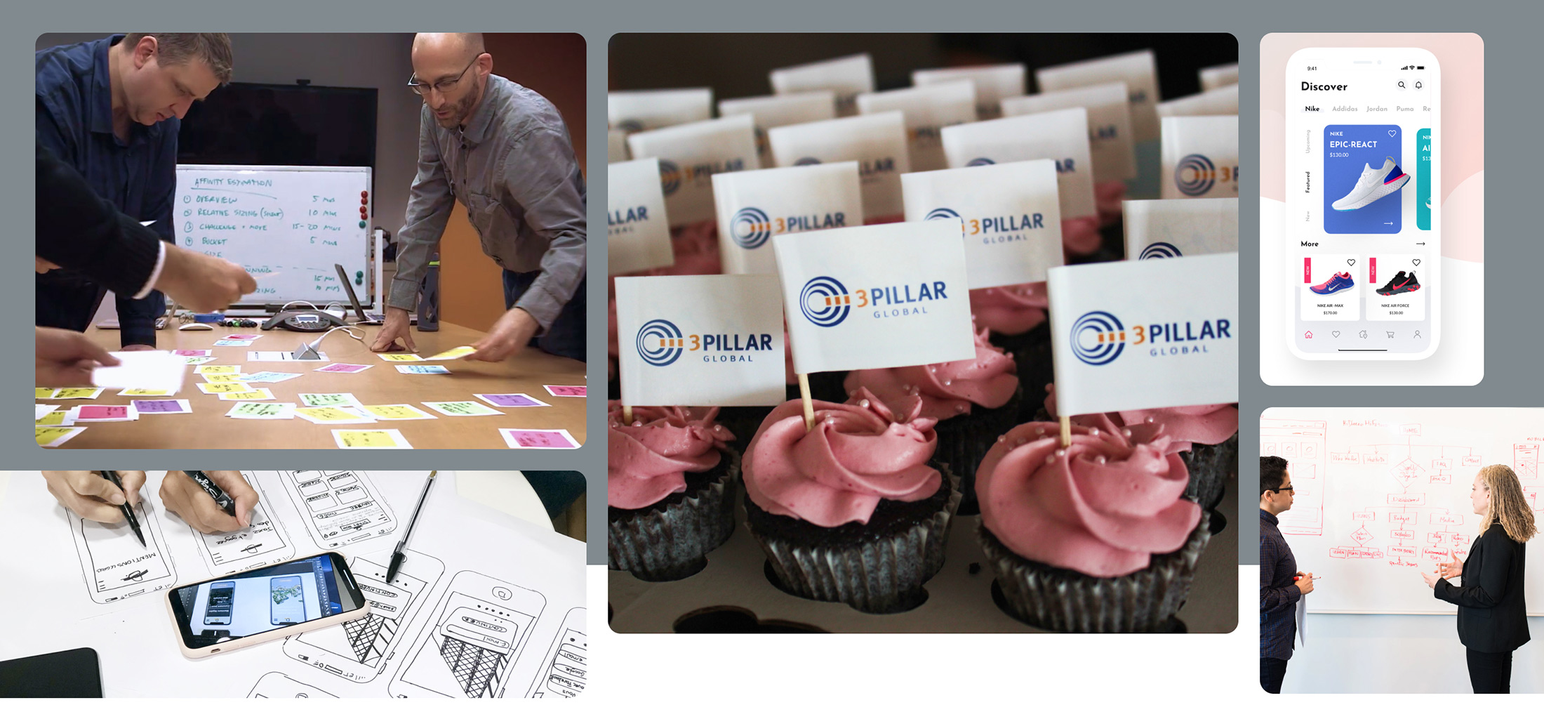 Array of images showing 3Pillar being a fun place to work